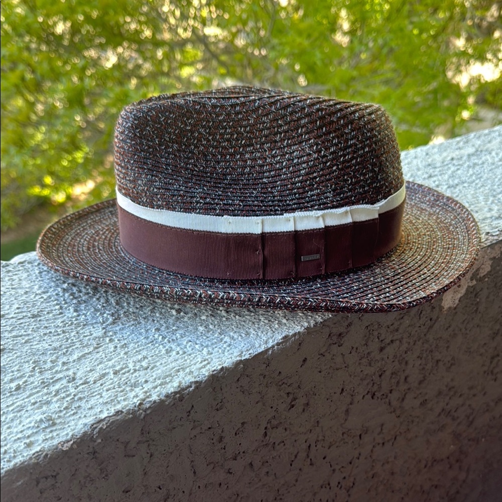 Bailey Of Hollywood Brown Straw Hat with White Band
